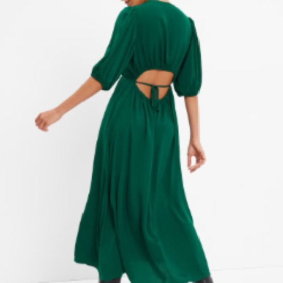 Gap Emerald Green Blouson Cutout Midi/Maxi Dress - Picture 1 of 6